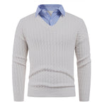 Herren Eleganter Strickpullover mit V-Ausschnitt und feiner Struktur R&B