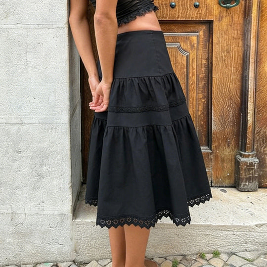 Damen luftiger Maxirock mit eleganten Rüschendetails R&B