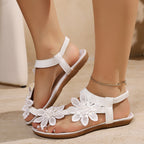 Damen Sandalen mit floralem Dekor und elastischen Riemen R&B