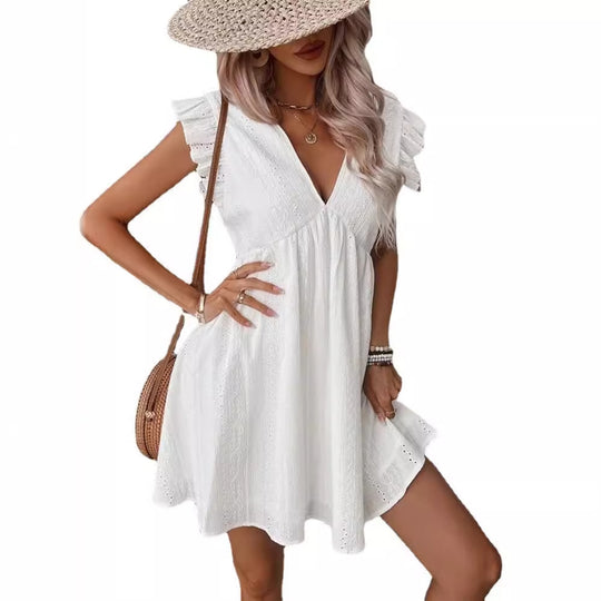 Damen luftiges Sommerkleid mit Rüschendetail R&B