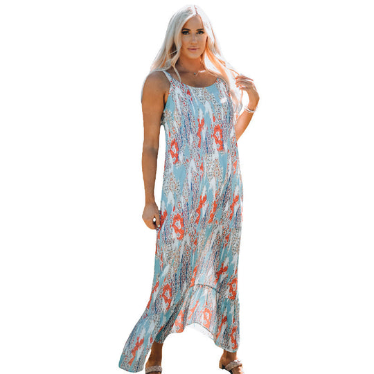 Damen Maxikleid mit blumenverziertem Design und schwingendem Schnitt R&B
