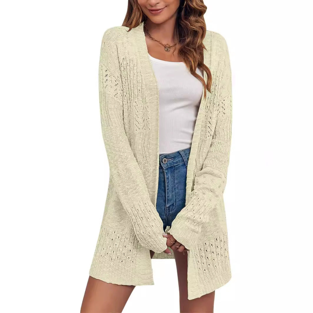 Damen Strickjacke mit luftiger Lochmusterstruktur R&B