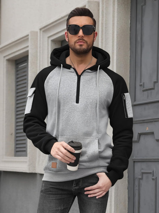 Herren Modischer Kapuzenpullover mit praktischen Reißverschluss-Details und sportlichem Schnitt R&B