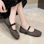 Damen Ballerinas mit geschlitzten Riemen und dekorativen Schleifen R&B