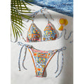 Damen Triangel-Bikini-Set mit verspielt floralem Muster und verstellbaren BindR&Bändern R&B