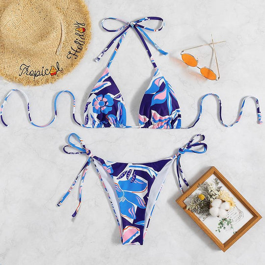 Damen Triangel-Bikini mit traumhaftem Blumendesign und raffinierten Schnürdetails R&B