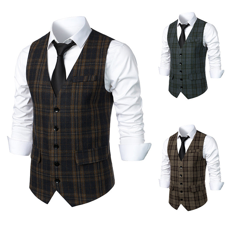 Herren klassische Karoveste mit elegante Schnitt und praktischen Taschen R&B