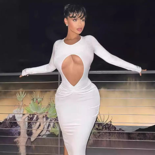 Damen Figurformendes Maxikleid mit kreativen Cut-Outs R&B