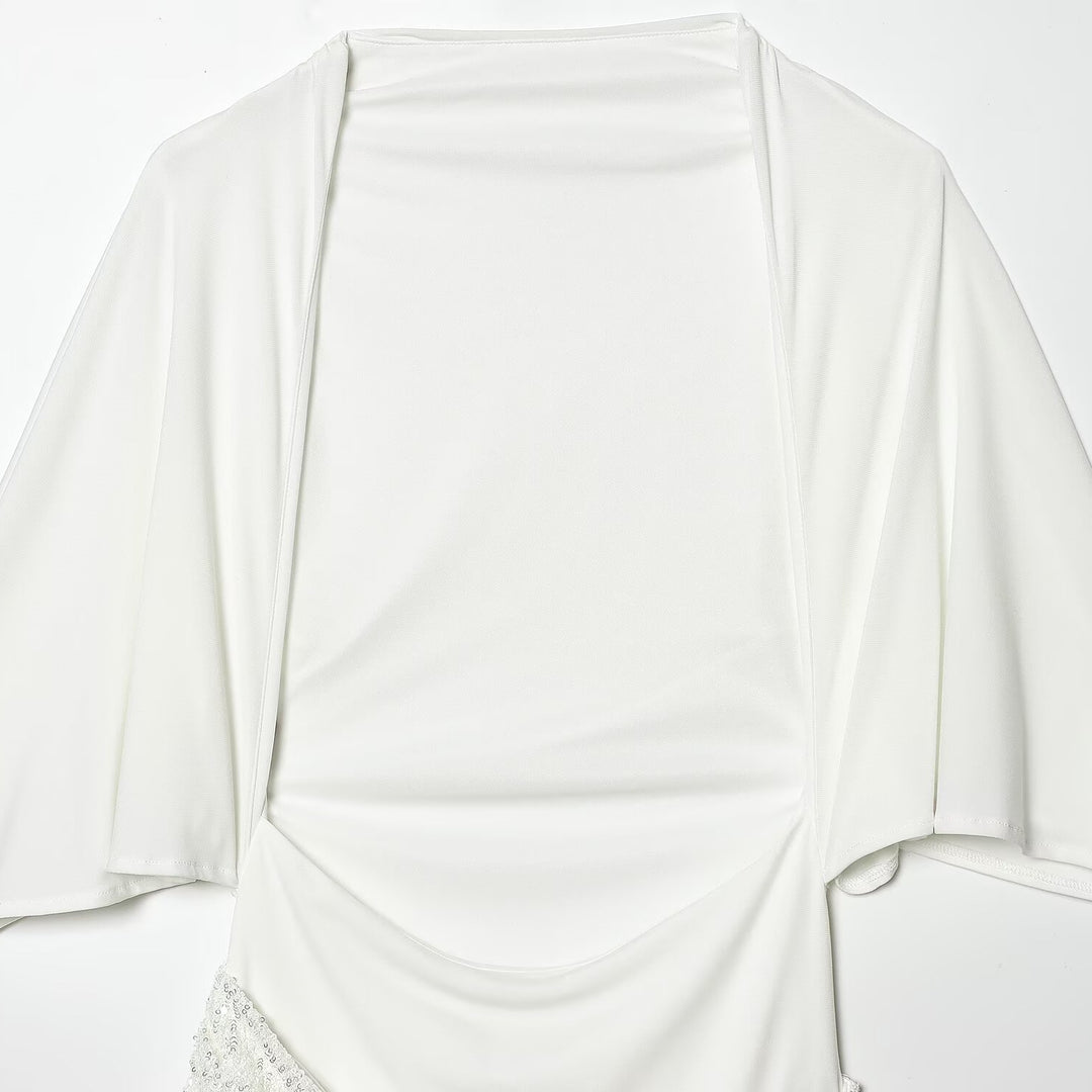 Damen elegantes Oberteil mit geschwungenem Saum und funkelnden Applikationen R&B