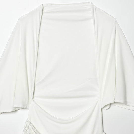 Damen elegantes Oberteil mit geschwungenem Saum und funkelnden Applikationen R&B
