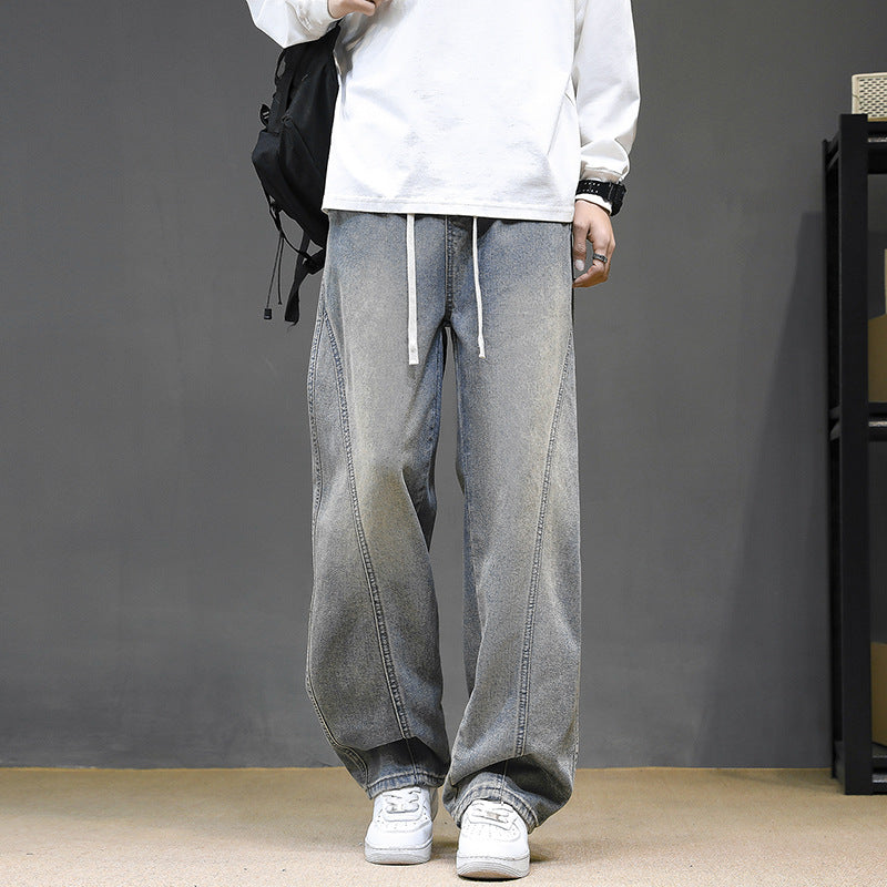 Herren Weitgeschnittene Jeanshose mit elastischem Bund und modernem Design R&B