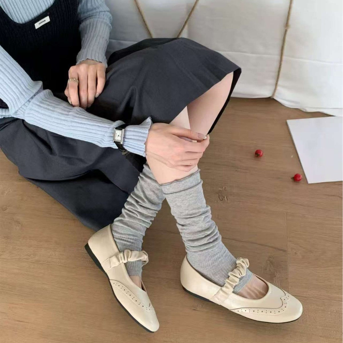 Damen Ballerinas mit elastischem Riemen und dekorativen Details R&B