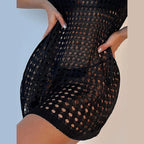 Damen transparentes Netzkleid mit Cut-Out-Details R&B
