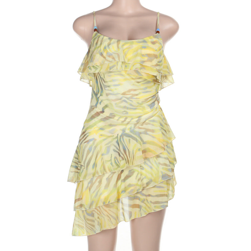 Damen Minikleid mit gestuftem Rüschendesign und trägerloser Silhouette R&B