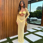 Damen elegantes Bodycon-Kleid mit langem Arm und Cut-Outs