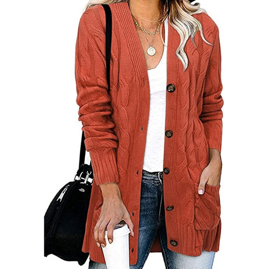 Damen Strickjacke mit Zopfdesign und praktischen Taschen R&B