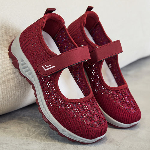 Damen Komfortable Slip-On Sportschuhe mit verstellbarem Klettverschluss und atmungsaktivem Obermaterial R&B