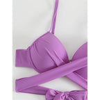 Damen Triangel-Bikini-Set mit hochwertigem Wickel-Oberteil und passendem Rock R&B