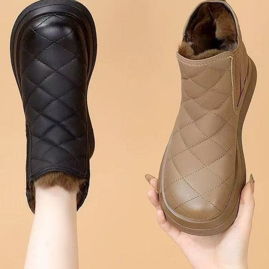 Damen gefütterte Winterstiefeletten mit modischem Kunstfell und rutschfester Sohle R&B