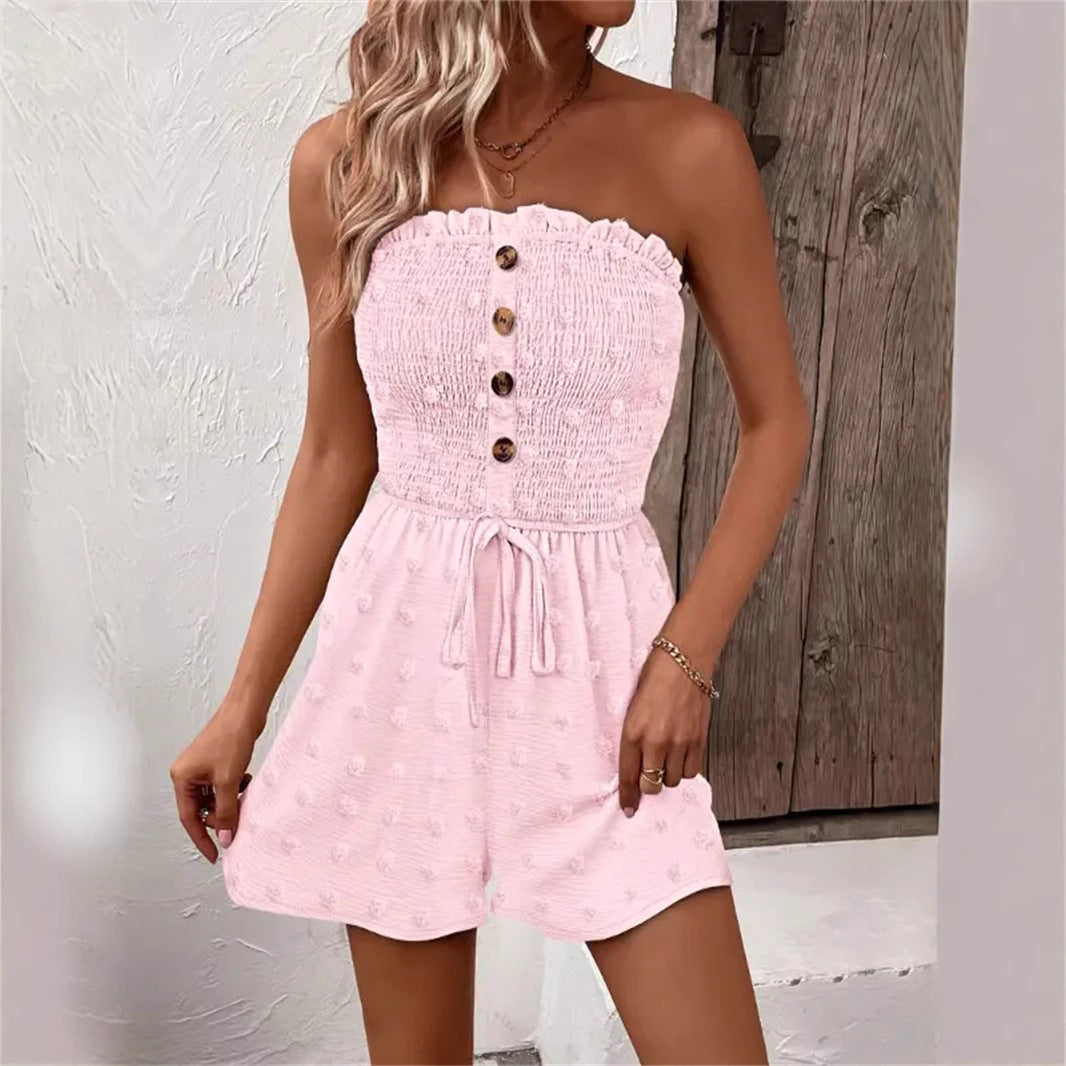 Damen Bandeau Jumpsuit mit Knopfdetails und Taillenzug R&B