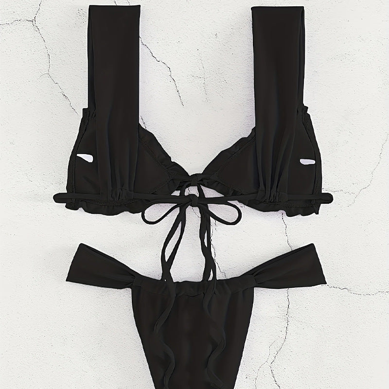 Damen Triangel-Bikini mit verstellbarem Bindeband und modischem Design R&B