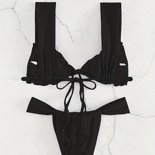 Damen Triangel-Bikini mit verstellbarem Bindeband und modischem Design R&B