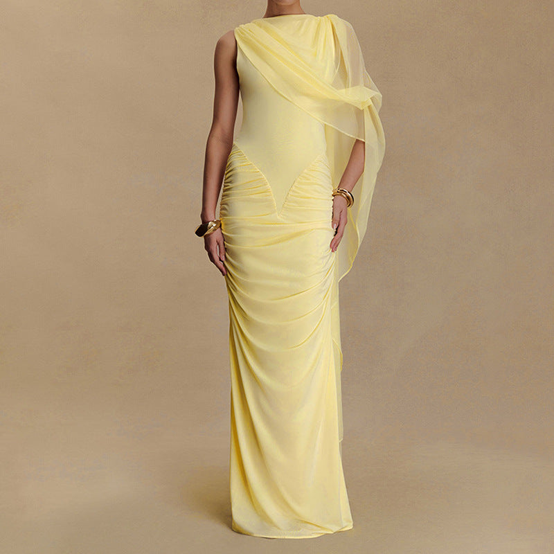 Damen Glamouröses Abendkleid mit asymmetrischem Dekolleté und elegantem Drapierungsdesign R&B