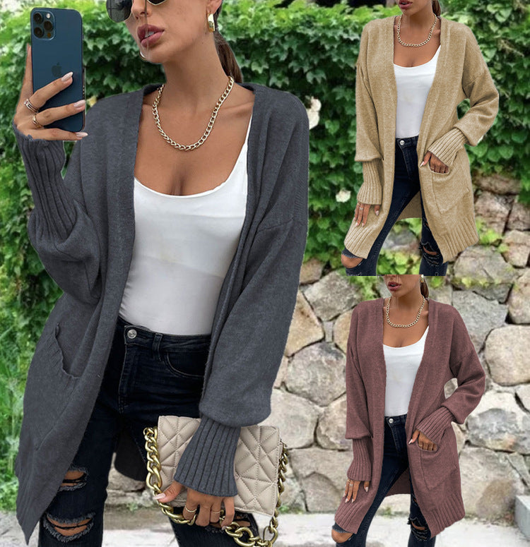 Damen Strickcardigan mit legerem Schnitt und tiefen Taschen R&B