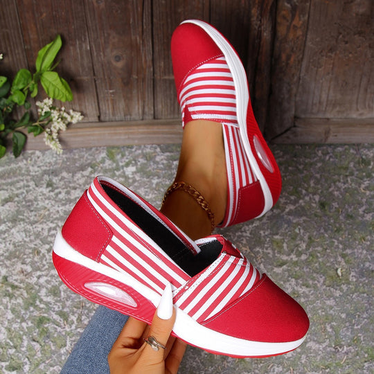 Damen Komfortable Freizeit-Sneaker mit modischem Streifenmuster R&B