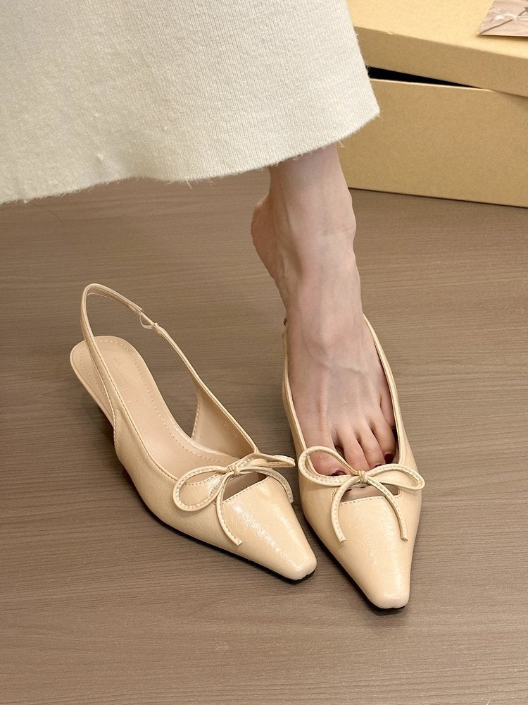 Damen elegante Slingback-Ballerinas mit modischem Schleifendetail und komfortablem Fußbett R&B