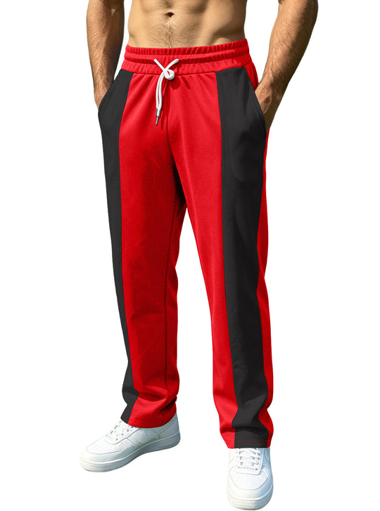 Herren nan sportliche Jogginghose mit Kontrast-Seiteneinsätzen, elastischem Bund, Kordelzug und Seitentaschen R&B