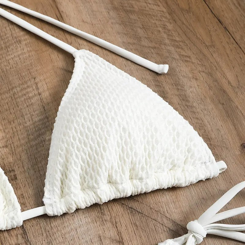 Damen Mesh-Badeanzug mit gR&Bundenem Oberteil und hohem Bund R&B