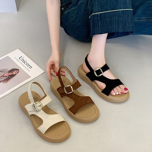 Damen komfortable Plateau-Sandaletten mit verstellbarem Riemen R&B