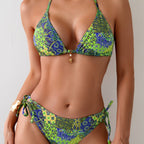 Damen Triangel-Bikini mit verspieltem Muster
