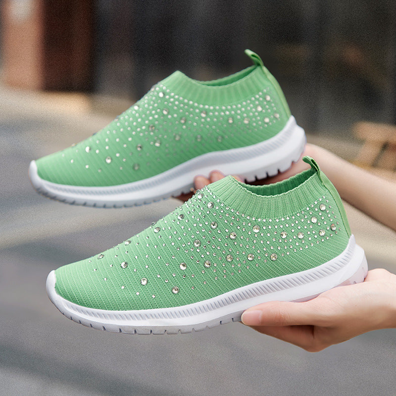 Damen modische Slip-On Sneakers mit Glitzerapplikationen R&B
