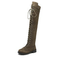 Damen Überknee-Stiefel mit modischem Schnür-Design und robustem Profil R&B