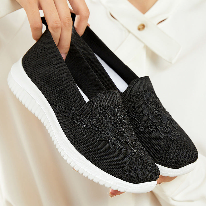 Damen Slip-On Socken Sneakers mit floralem Design