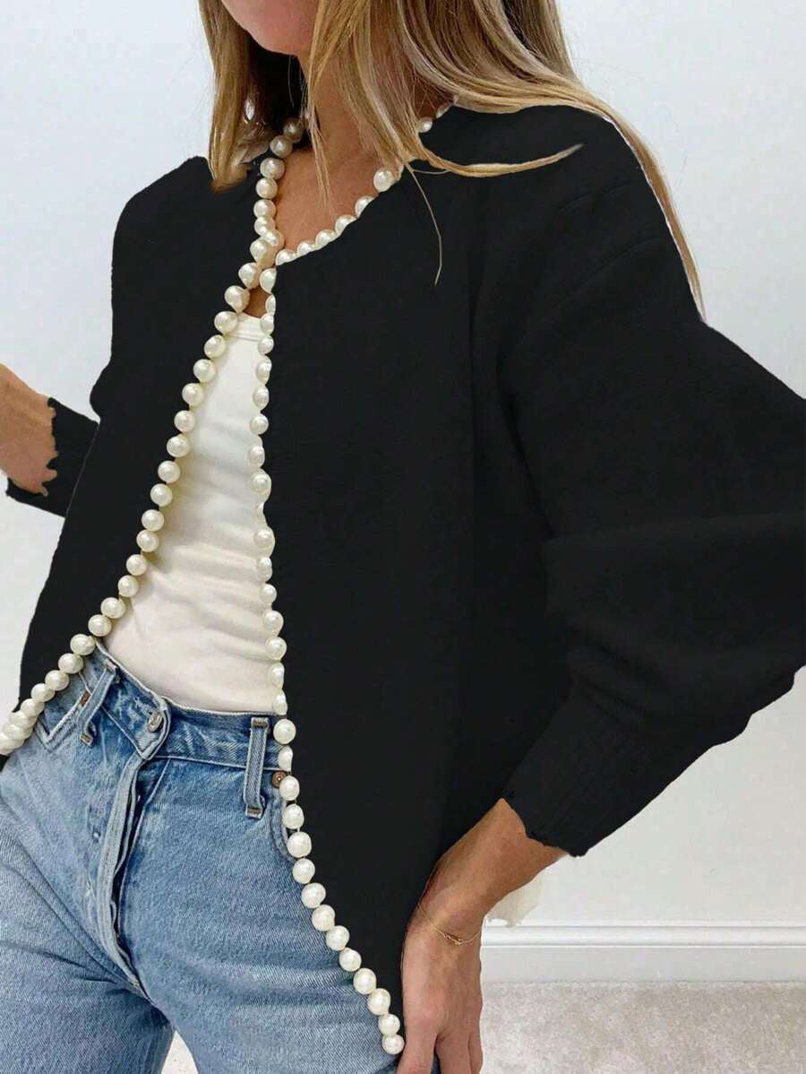 Damen Strickjacke mit Perlenbesatz R&B