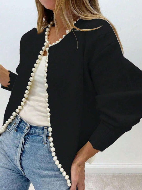Damen Strickjacke mit Perlenbesatz R&B