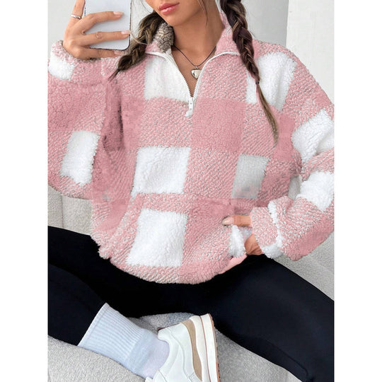 Damen kuscheliger Fleece-Pullover mit hohem Kragen R&B
