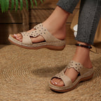 Damen Komfortable Fußbett-Sandalen mit floralem Design