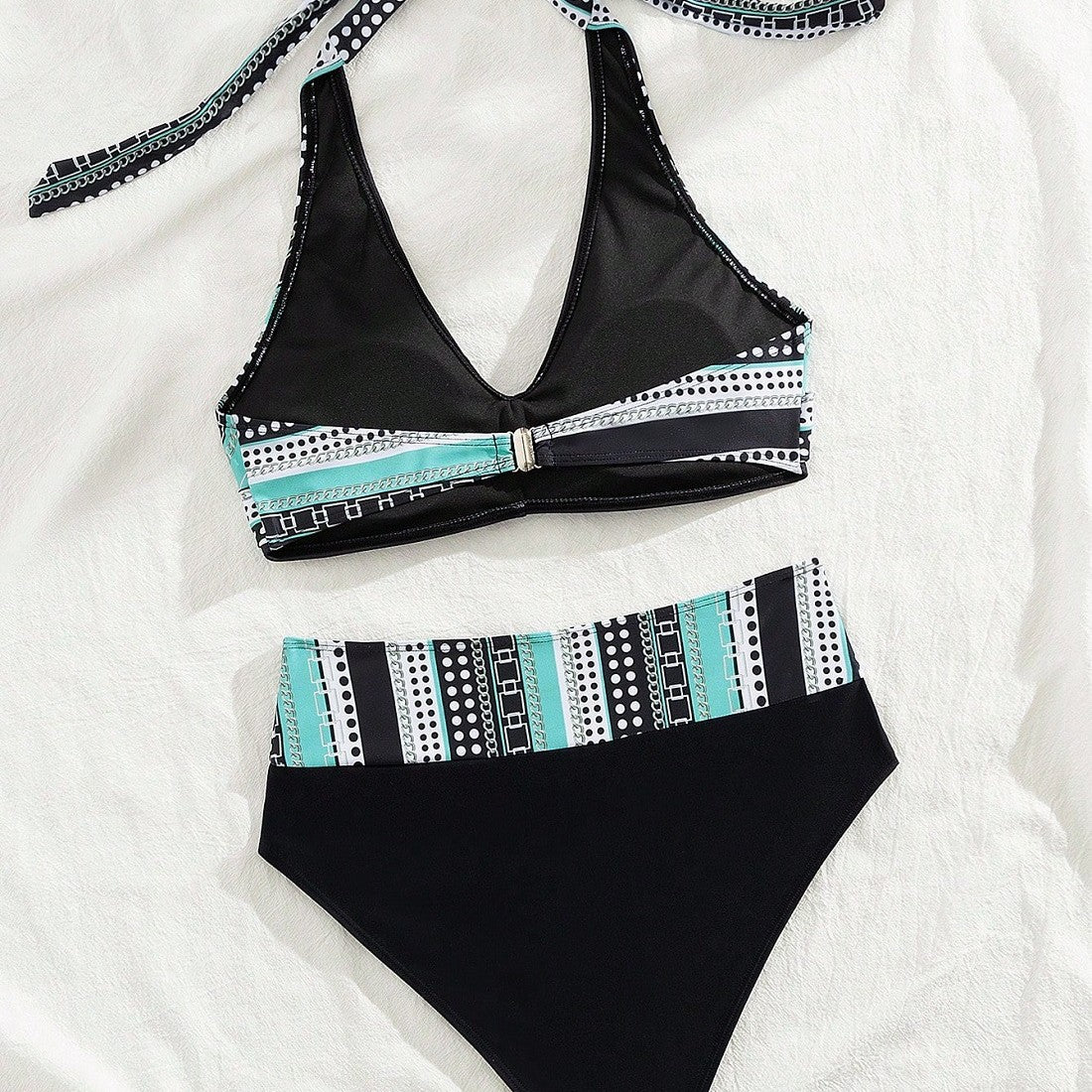 Damen Hochtailliertes Bikini-Set mit modischem Wickel-Oberteil R&B