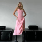 Damen Maxikleid mit elegantem Slitschnitt und figurbetontem Design R&B
