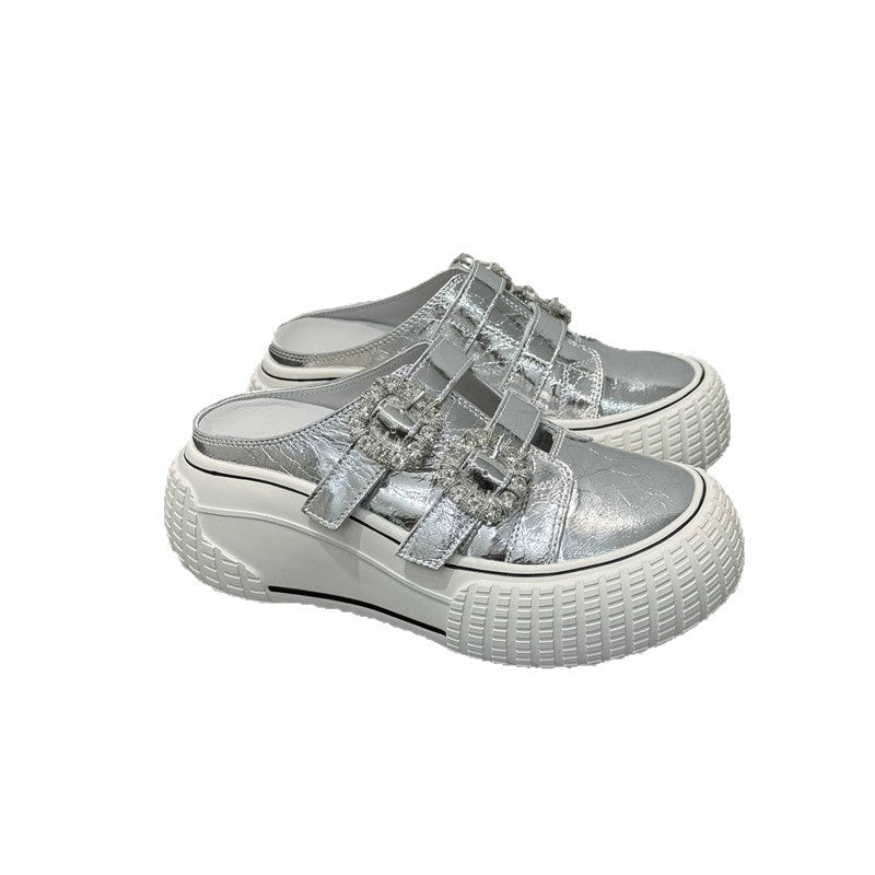 Damen modische Clutch-Sneaker mit dekorativen Strassschnallen R&B