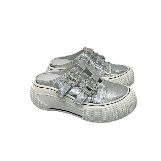 Damen modische Clutch-Sneaker mit dekorativen Strassschnallen R&B