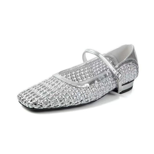 Damen elegante Ballerina-Pantoletten mit modischem Flecht-Design R&B