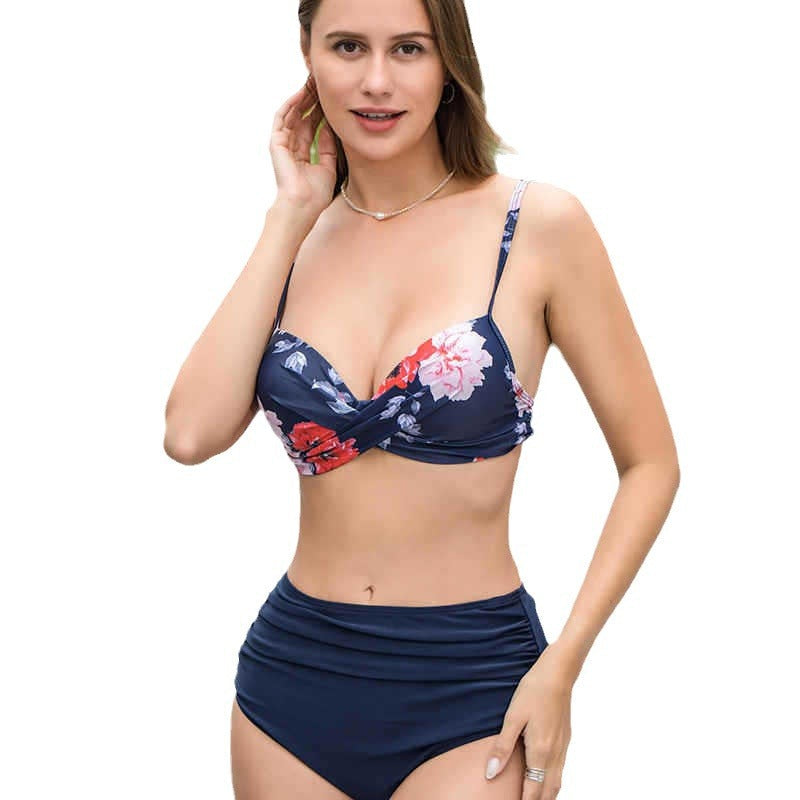 Damen Bikini-Set mit elegantem Twist-Top und hohem Bund R&B