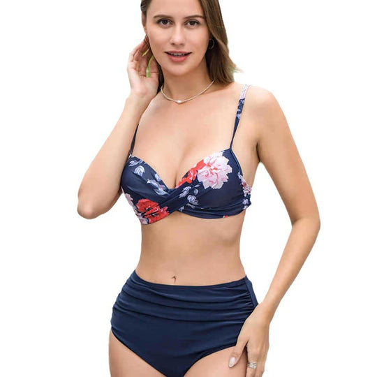Damen Bikini-Set mit elegantem Twist-Top und hohem Bund R&B