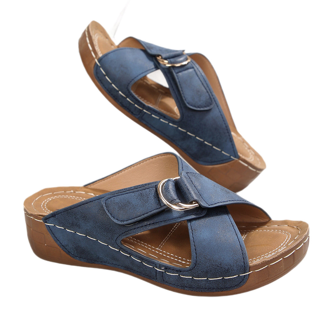 Damen Komfortable Keil-Sandalen mit modischen Riemen R&B