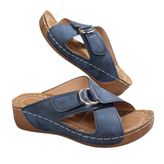 Damen Komfortable Keil-Sandalen mit modischen Riemen R&B